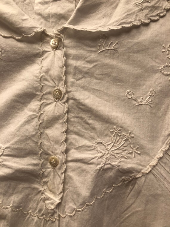 30s Victorian White Cotton Pin Tucks Hand Embroid… - image 10