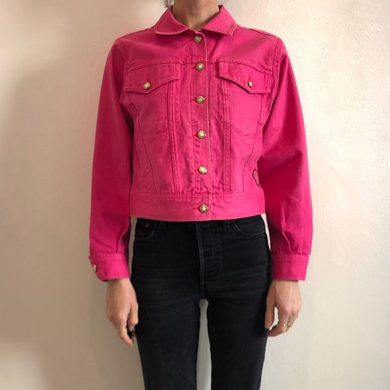 90s Versace Jeans Couture Pink Denim Jeans Jacket With Gold - Etsy