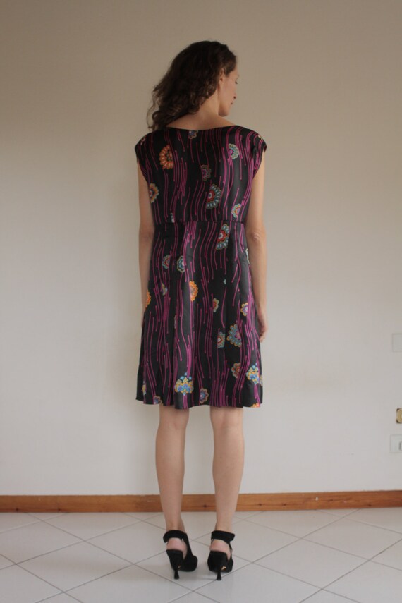 60s psychedelic flower printed cotton/silk dress … - image 4