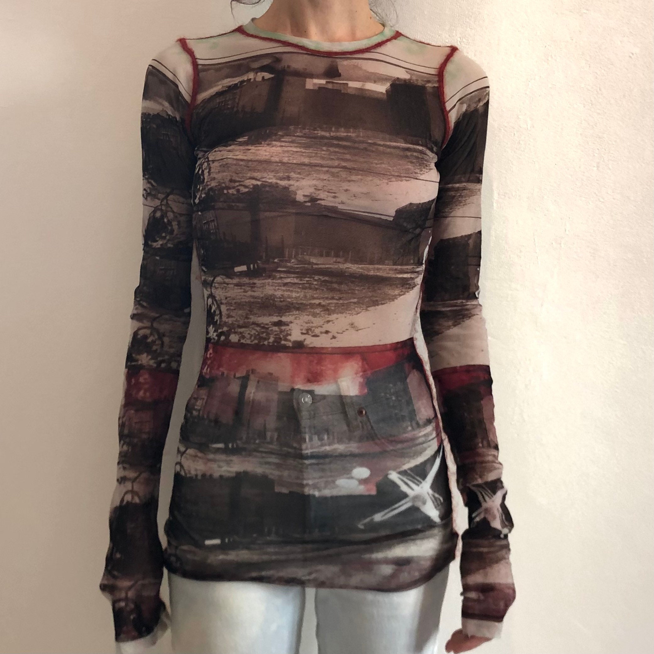 90s Jean Paul Gaultier Berlin Wall Club Kid Stretch Mesh 90s Jean Paul Gaultier Berlin Wall Club Kid Stretch Mesh