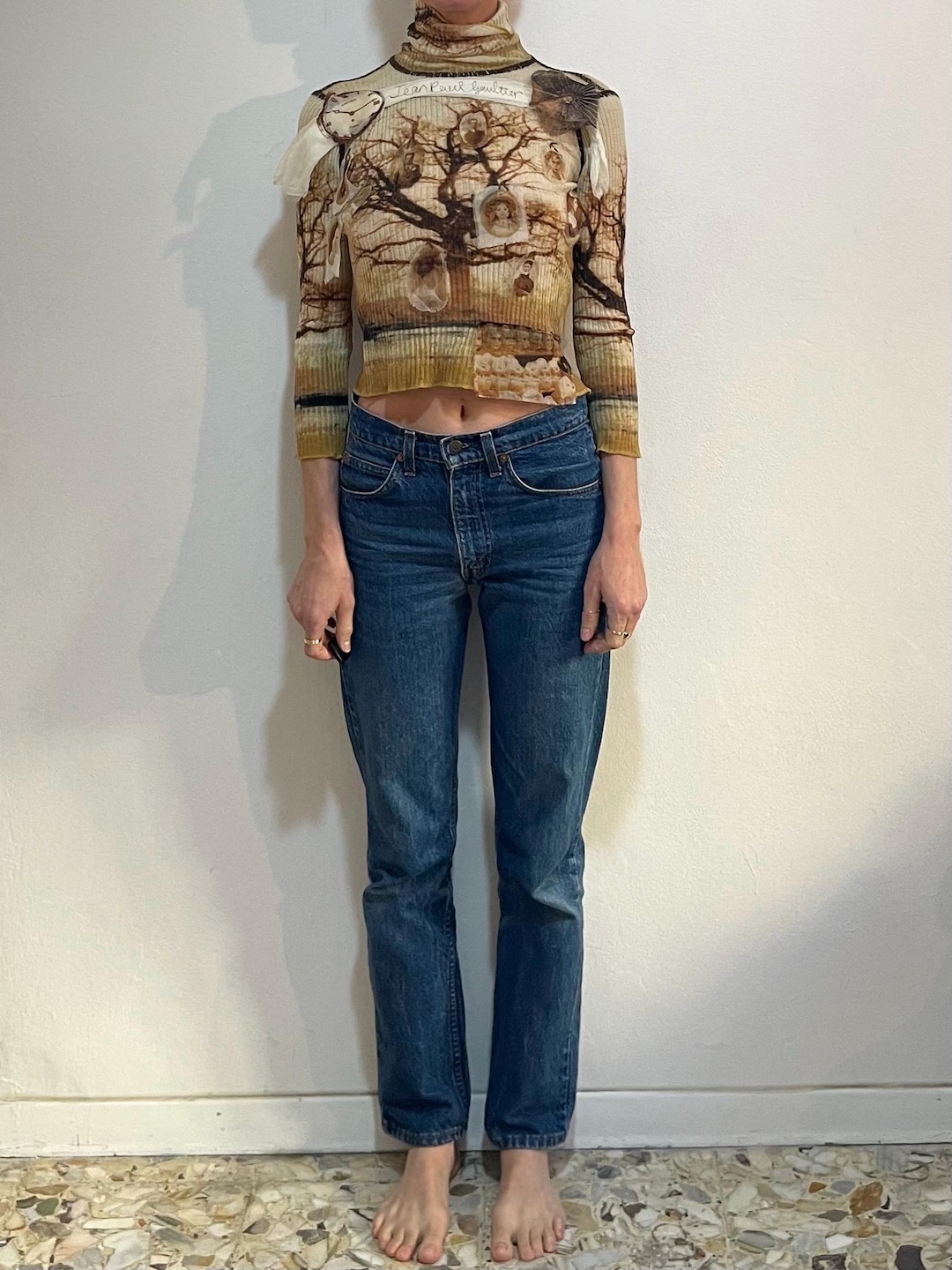 JPG JEANS Jean Paul GAULTIER ロングスリーブ ニット 90s Jean Paul Gaultier Wool Knit Embroidery Applique Spooky Family
