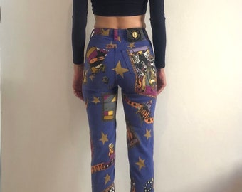 90s Versace Jeans Couture Crazy Clown Circus Super Model Jeans