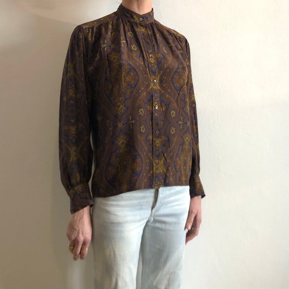 70s Saint Laurent Rive Gauche Silk Button up Paisley 70s Saint Laurent Rive Gauche Silk Button up Paisley