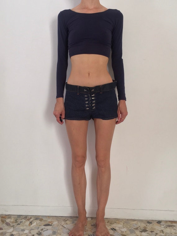 Black denim hot pants shorts new arrivals