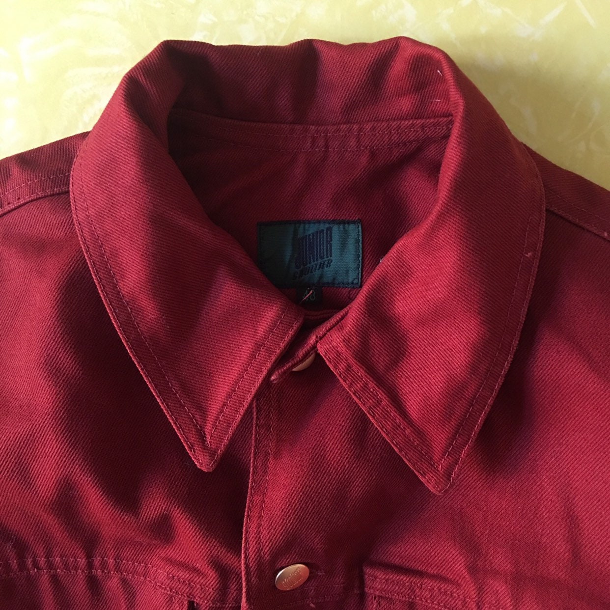 90s Junior Jean Paul Gaultier Lace up Red Denim Jeans Jacket Club