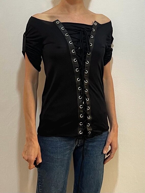 90s Jean Paul Gaultier Lace up Sexy Rock N Roll Top Silk Jersey - Etsy
