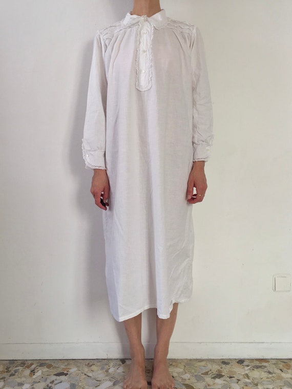 40s Victorian White Cotton And Lace Hand Stitched