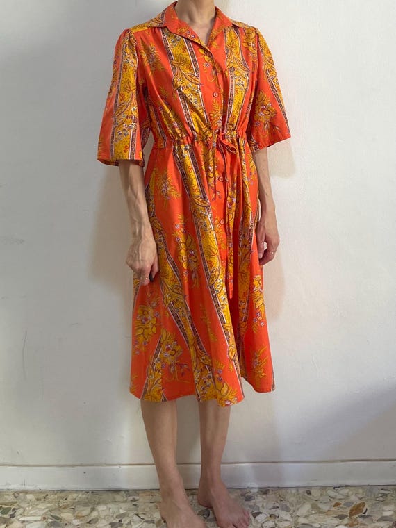 80s Cotton House Dress With Drawstring Waist French Floral Paisley Pattern  - Etsy Israel