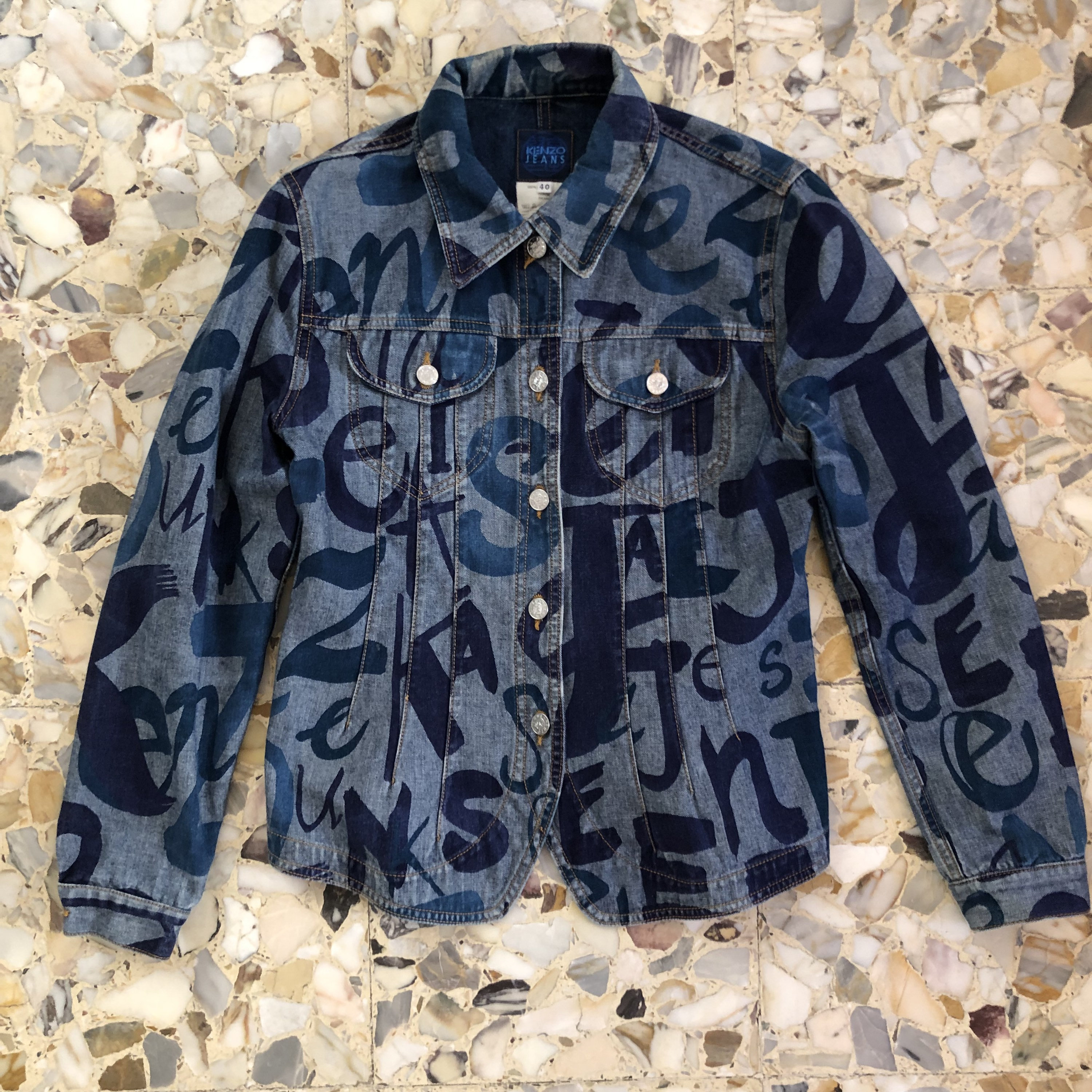 90s Kenzo Jeans All Over Logo Print Denim Jacket - Etsy UK
