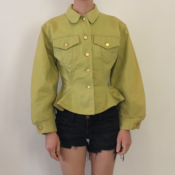 bright green denim jacket