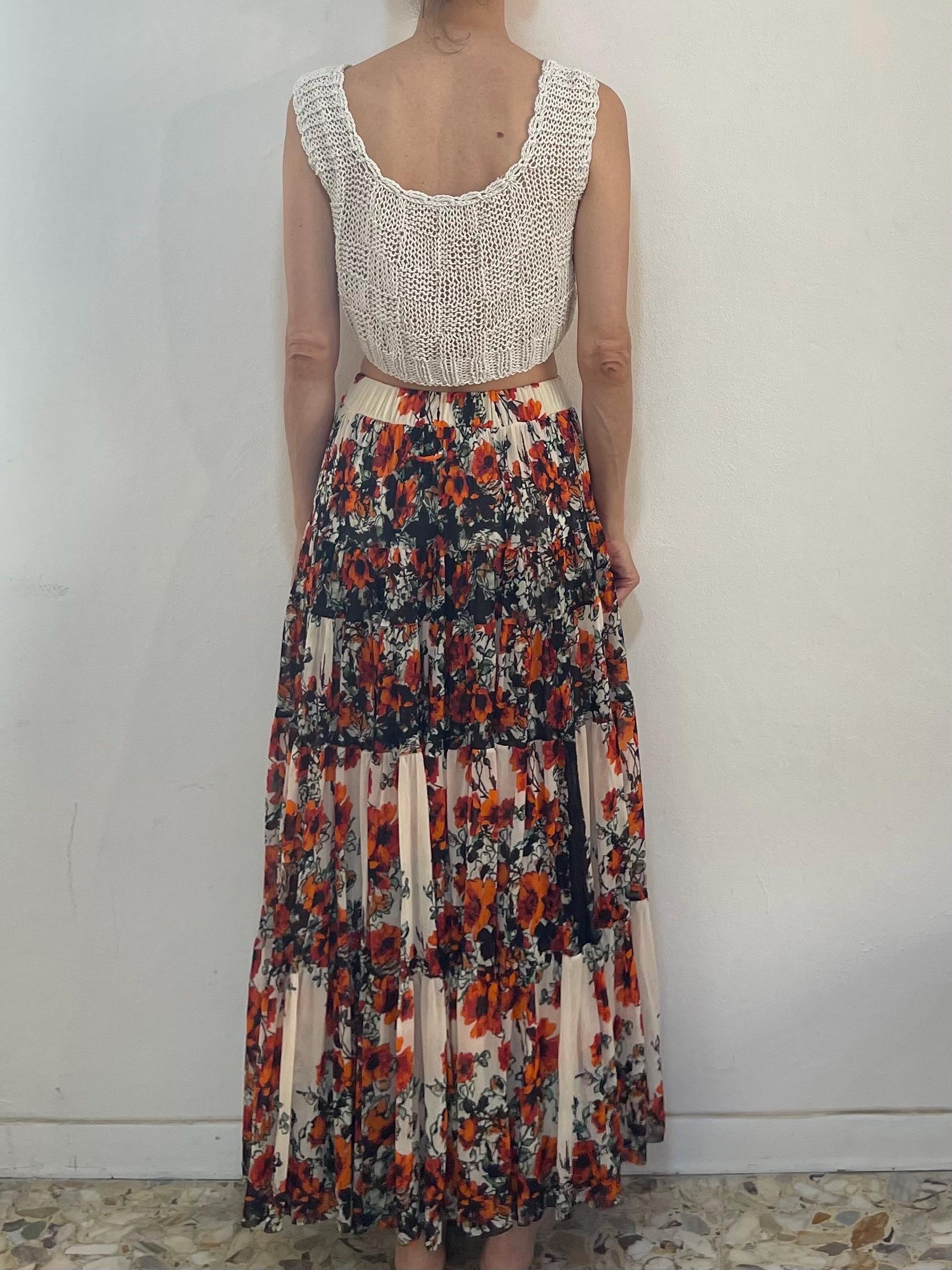 90s Jean Paul Gaultier Floral Mesh Peasant Skirt Ruffled Club Kid