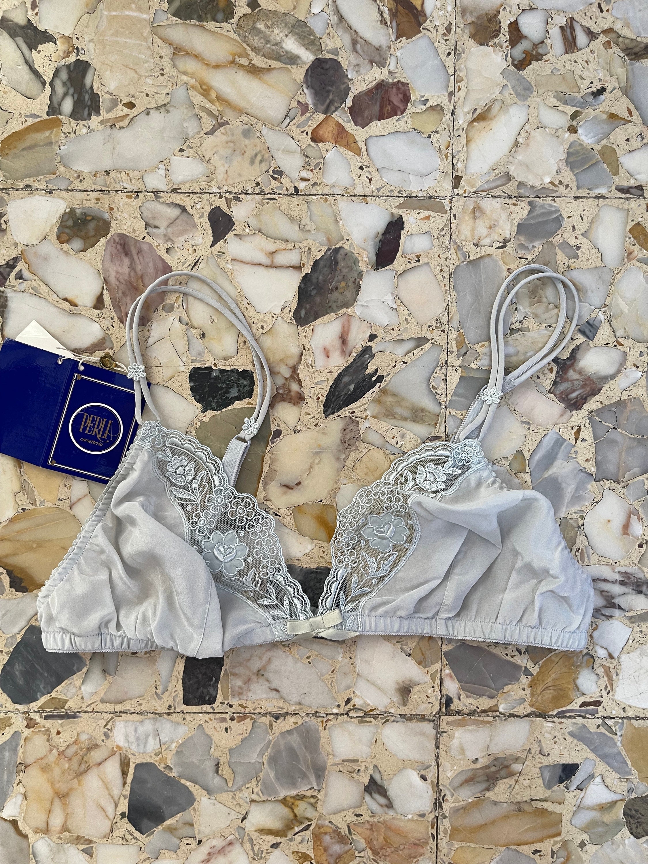 新品⭐︎LA PERLA シルク　ブラジャーランジェリー サイズ2 90年代 La Perla シルク レース ブラ スカイブルー ランジェリー