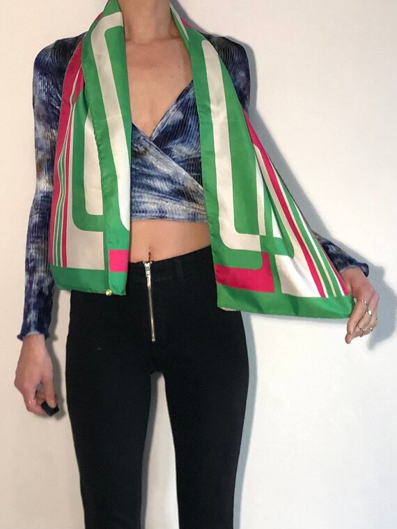 60s Silk Mod Color Block Avant Garde Long Silk Sc… - image 4