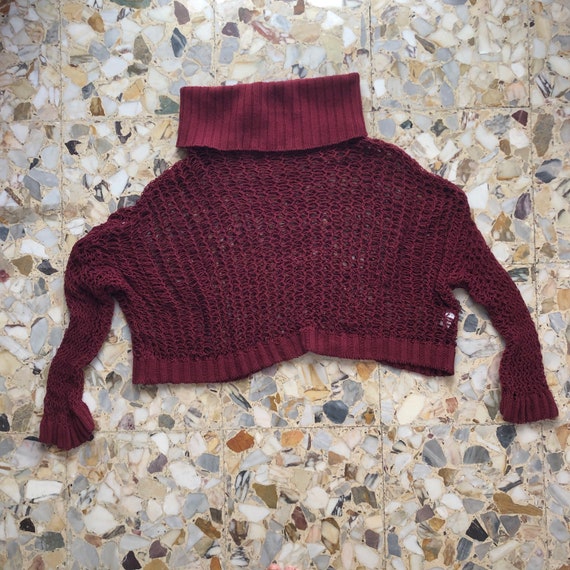 90s Romeo Gigli Open Crochet Knit Slouchy Cowl Ne… - image 7