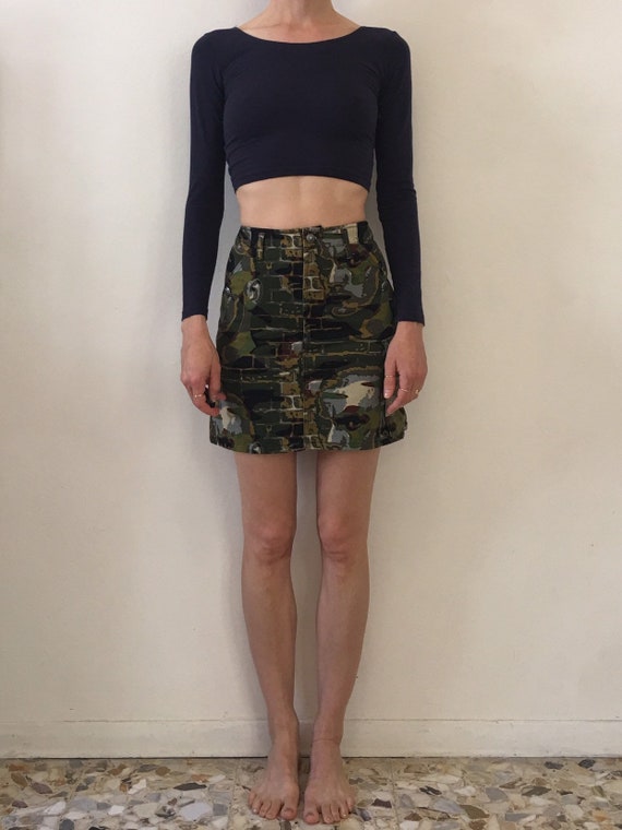 camouflage jean skirt