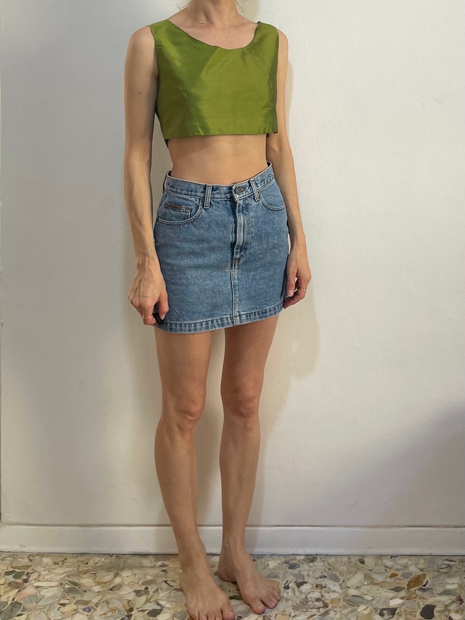 90s Romeo Gigli Iridescent Green and Gold Zip up the Back Fitted
