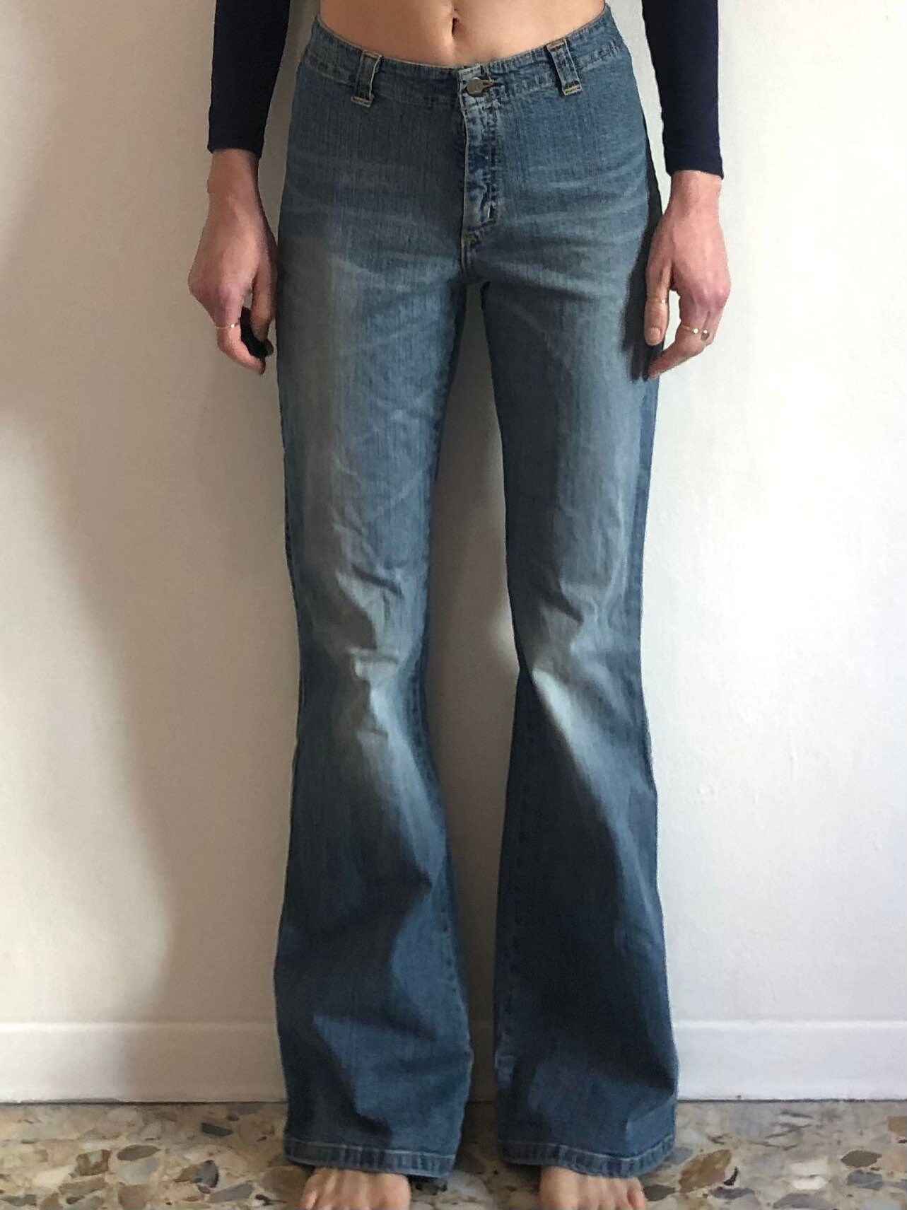 Y2K Lee Saddle Back Flare Leg Boot Cut Low Waist Jeans Size 29-33 
