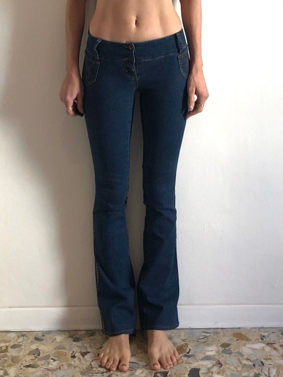 Y2K Plein Sud Stretch Denim Jeans Exposed Button,… - image 4