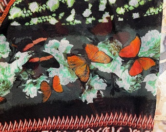 90s Jean Paul Gaultier Butterfly Print Sheer Mesh Wrap Crop