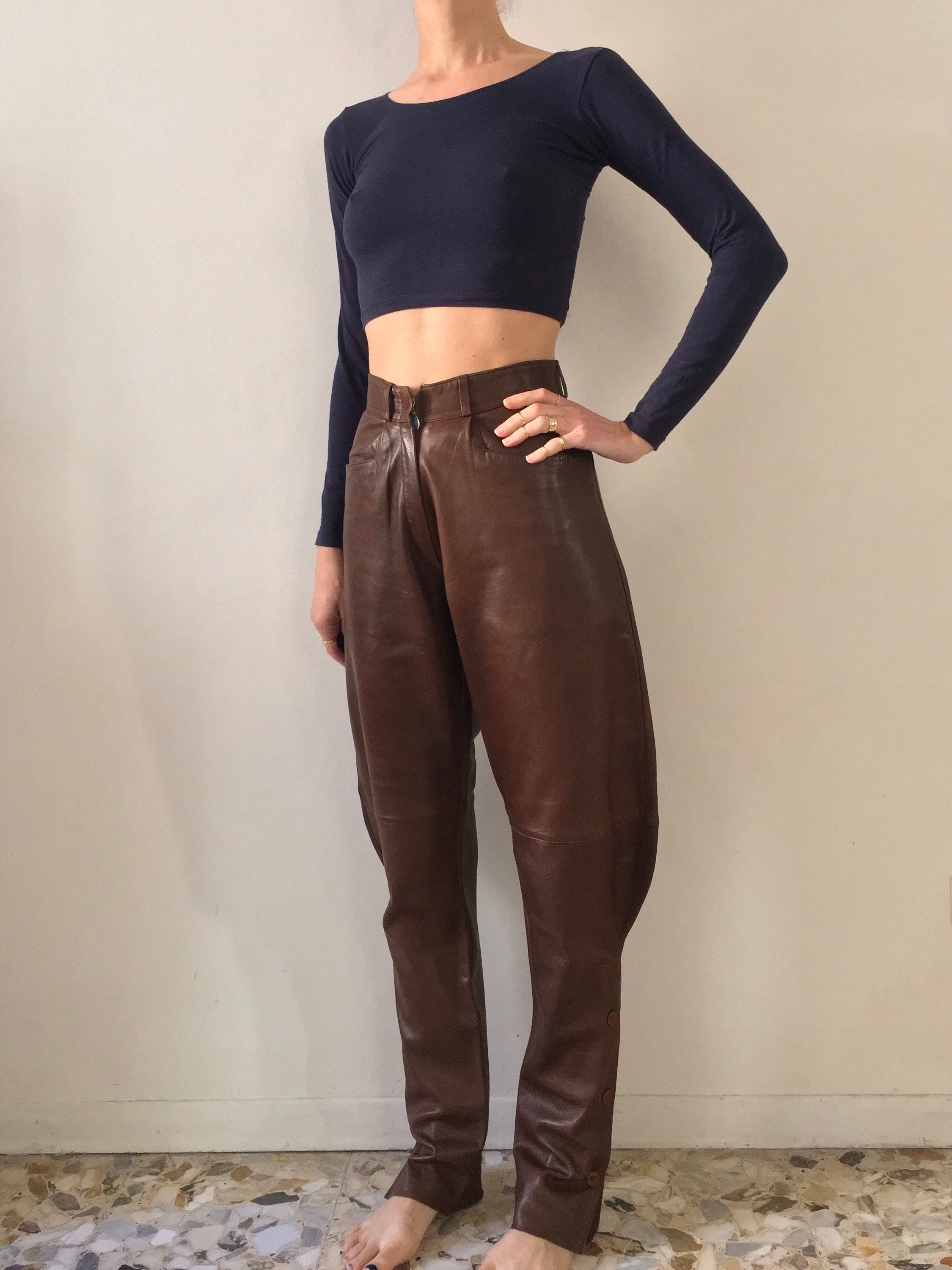 90s Leather Jodhpurs Cognac Brown High 