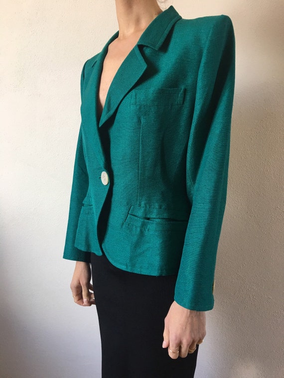 80s Yves Saint Laurent Rive Gauche raw silk peaco… - image 2