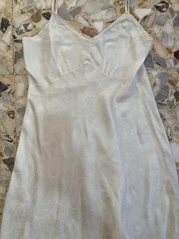 30s White Silk Bias Cut Minimalist Slip Dress Ent… - image 8