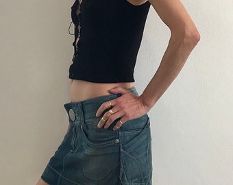 Y2K Miss Sixty Denim Mini Skirt Low Waist Club Kid Raver Y2K Miss Sixty Denim Mini Skirt Low Waist Club Kid Raver