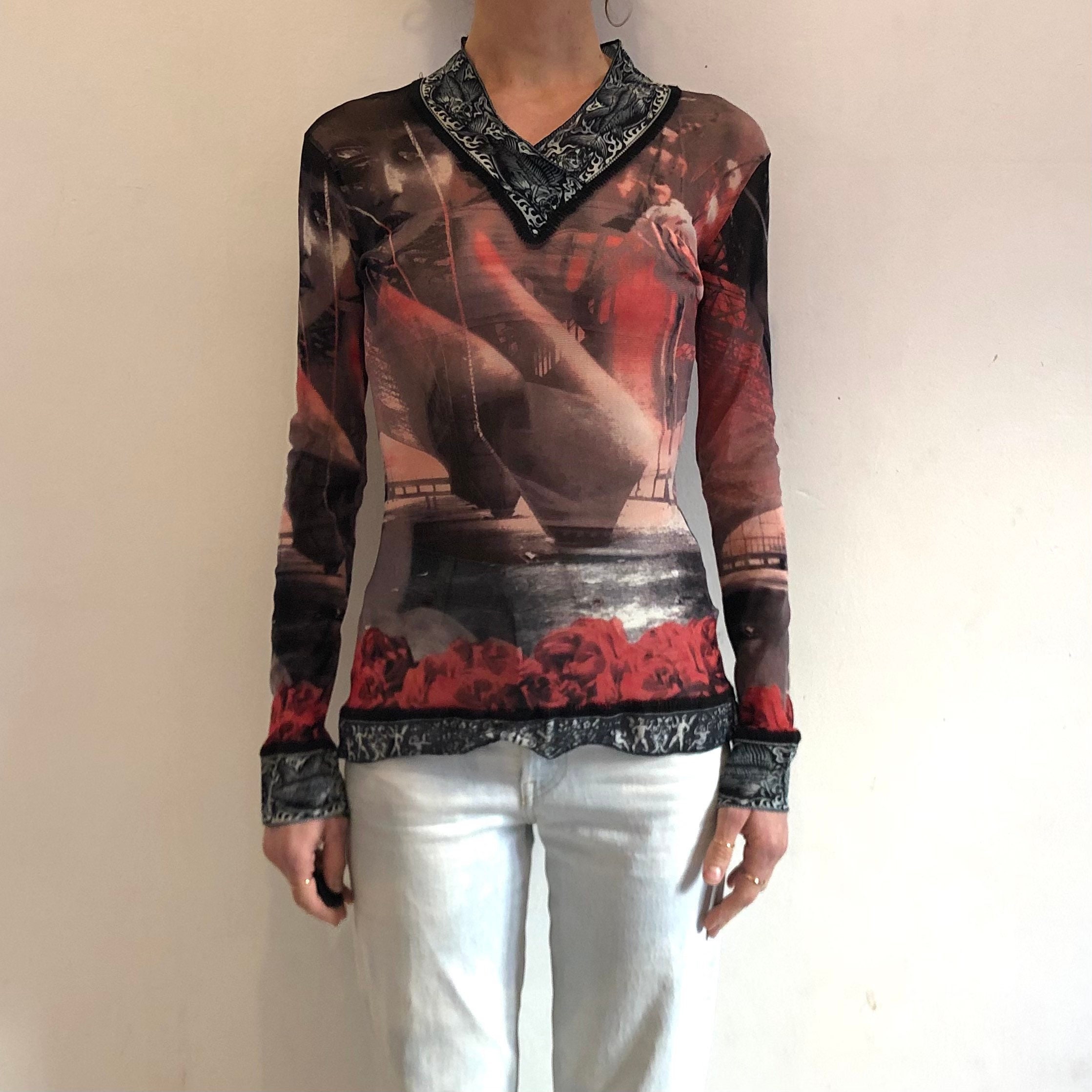 90s Jean Paul Gaultier Mesh Club Kid Tattoo Top Vintage Diva