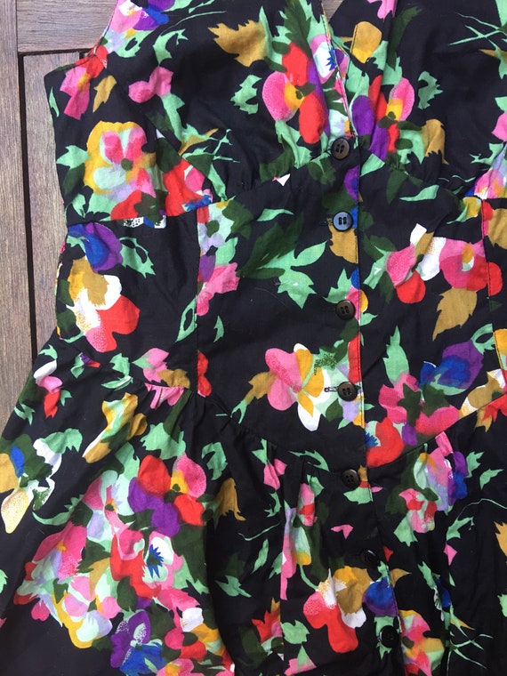 80s floral cotton 50's style summer fun and flirt… - image 6