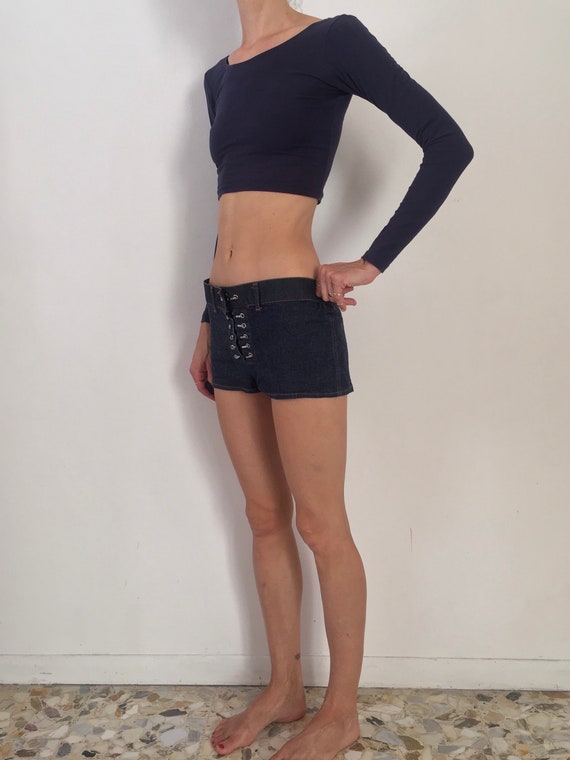 90s Jean Paul Gaultier Stretch Denim Low Waist Hot Pants Shorts