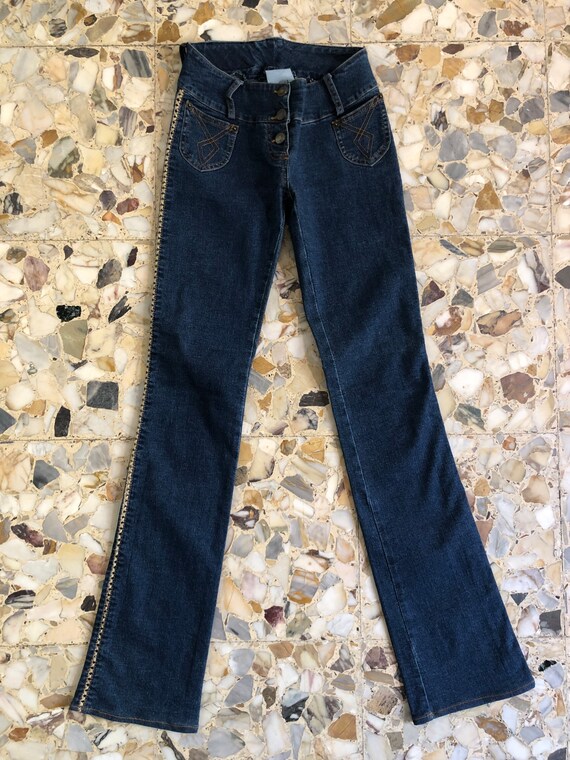 Y2K Plein Sud Stretch Denim Jeans Exposed Button,… - image 5