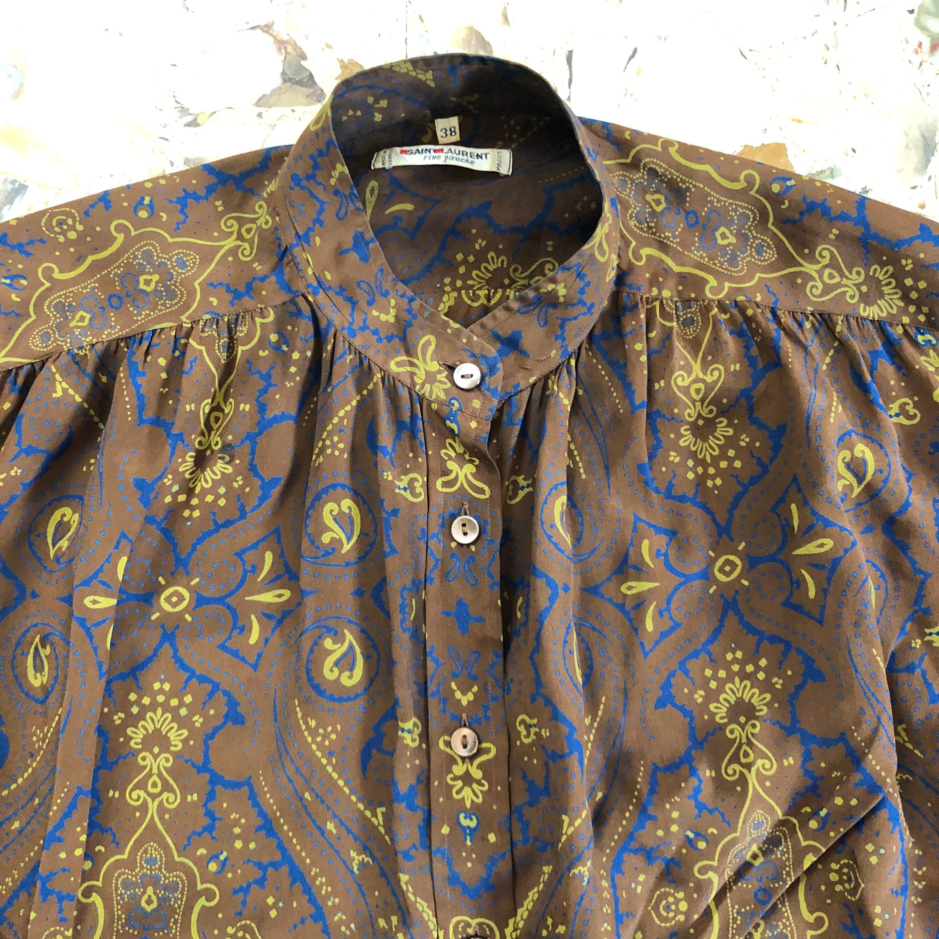 70s Saint Laurent Rive Gauche Silk Button up Paisley 70s Saint Laurent Rive Gauche Silk Button up Paisley