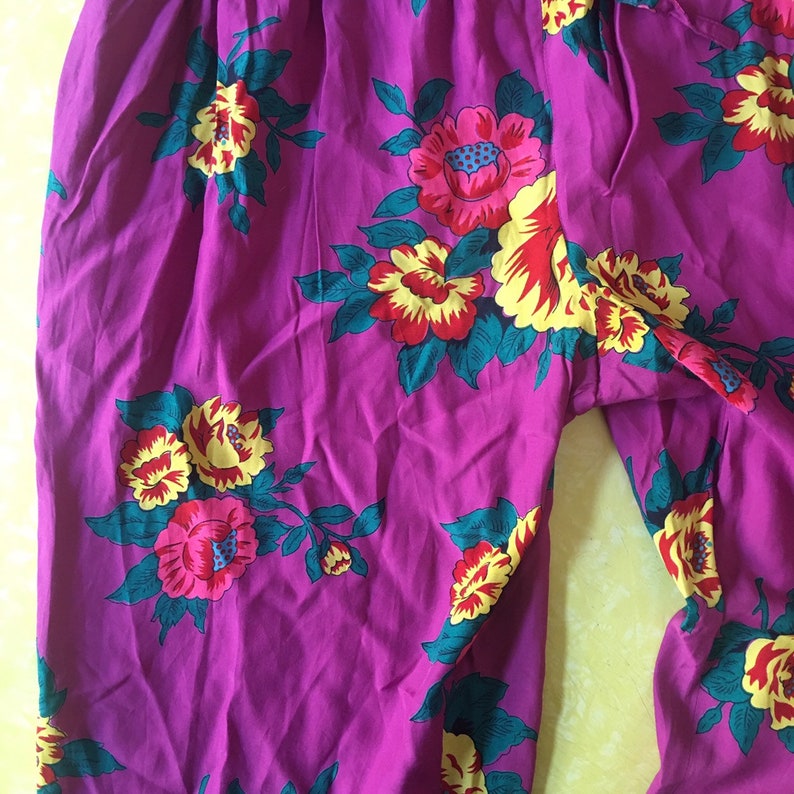 80s Kenzo Paris Floral Harem Pants Draw String Waist