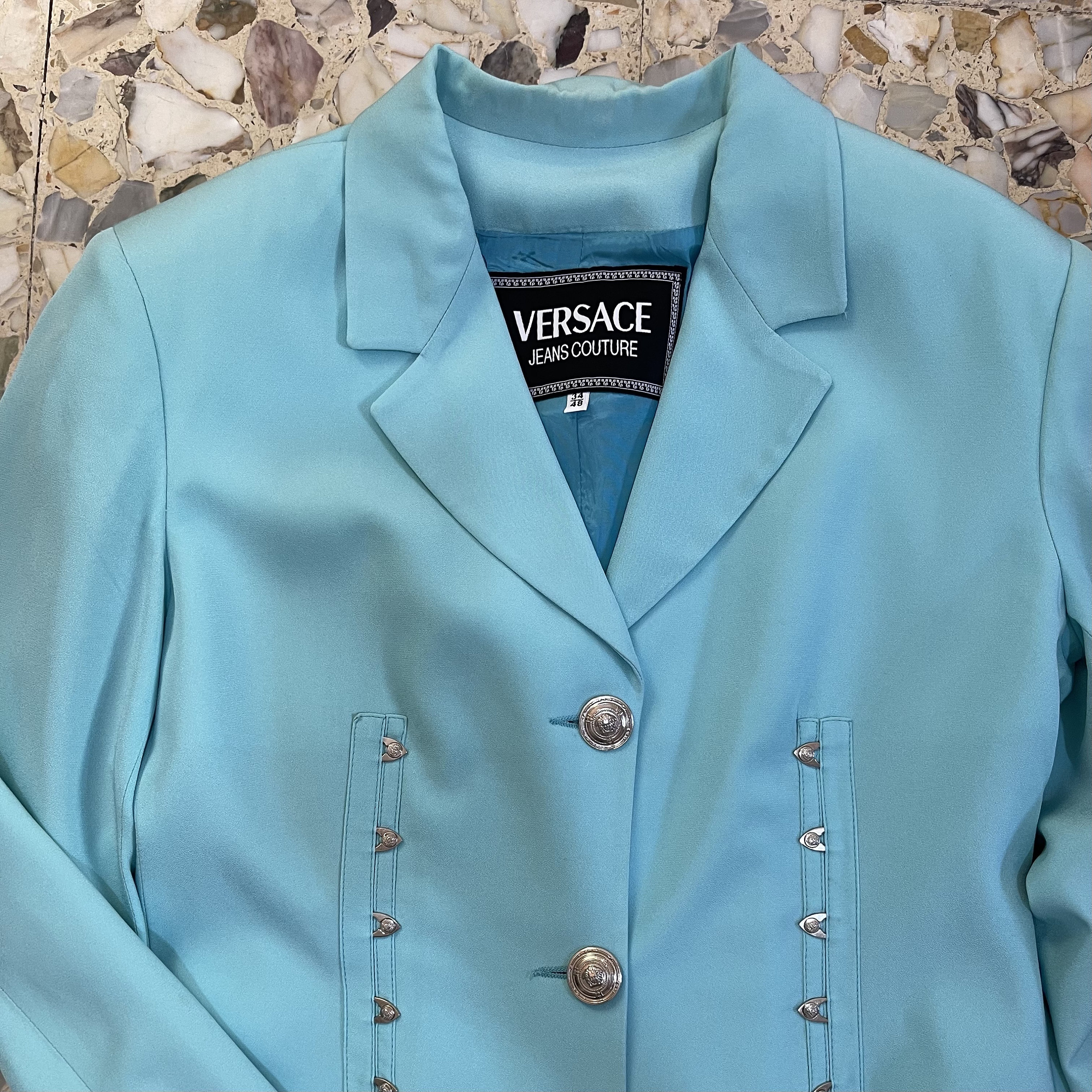 メンズ VERSACE アイスブルー90sセットアップ