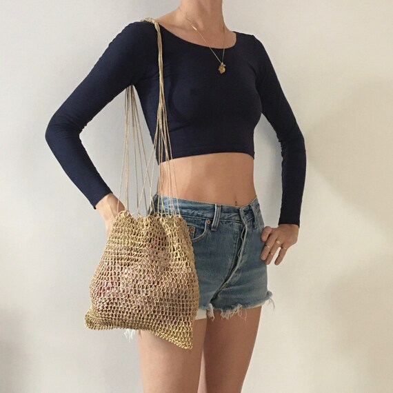 70's Macrame Net Hand Crochet Summer Market Beach