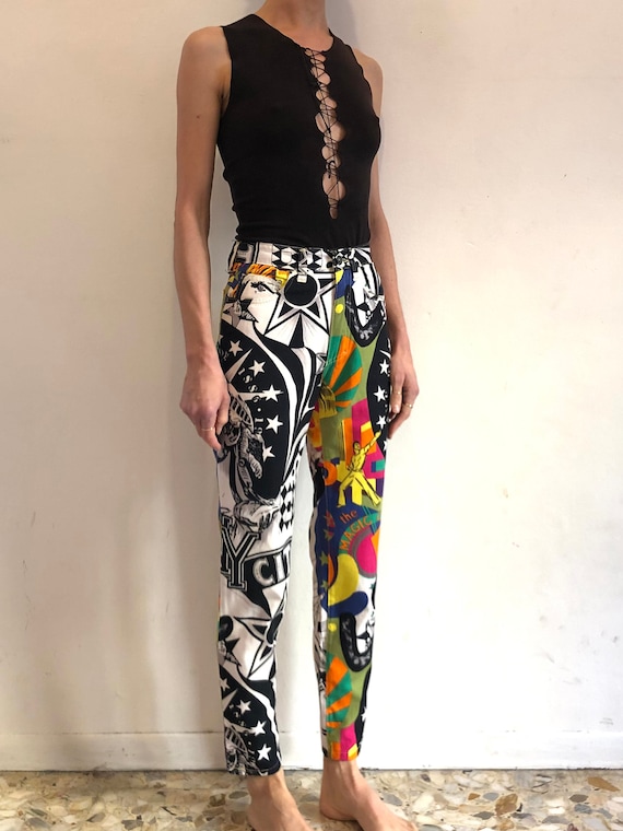 90s Versace Jeans Couture New York City Pop Art Super Model Jeans