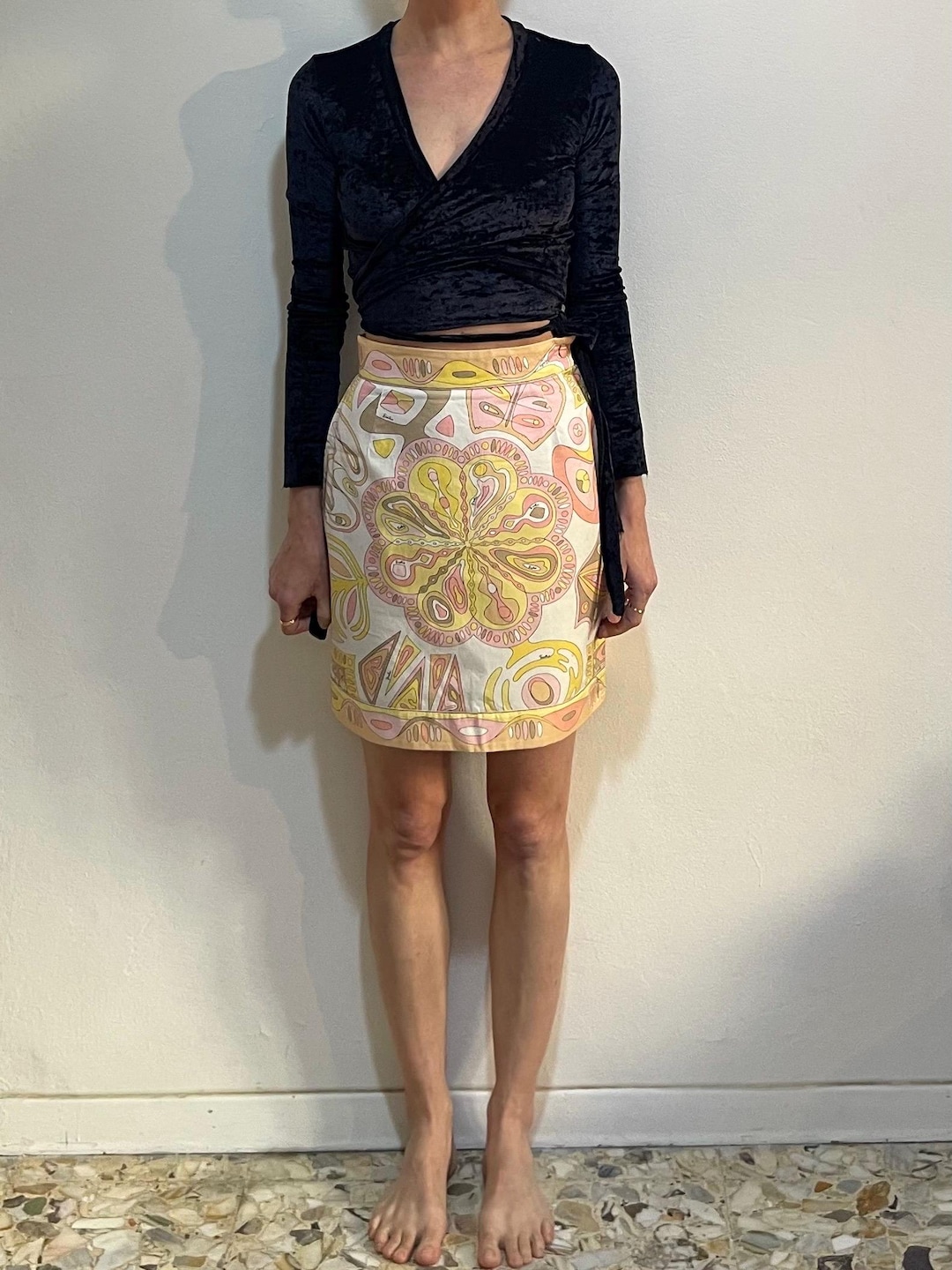 60s Emilio Pucci Psychedelic Cotton Mini Skirt Go-go Girl