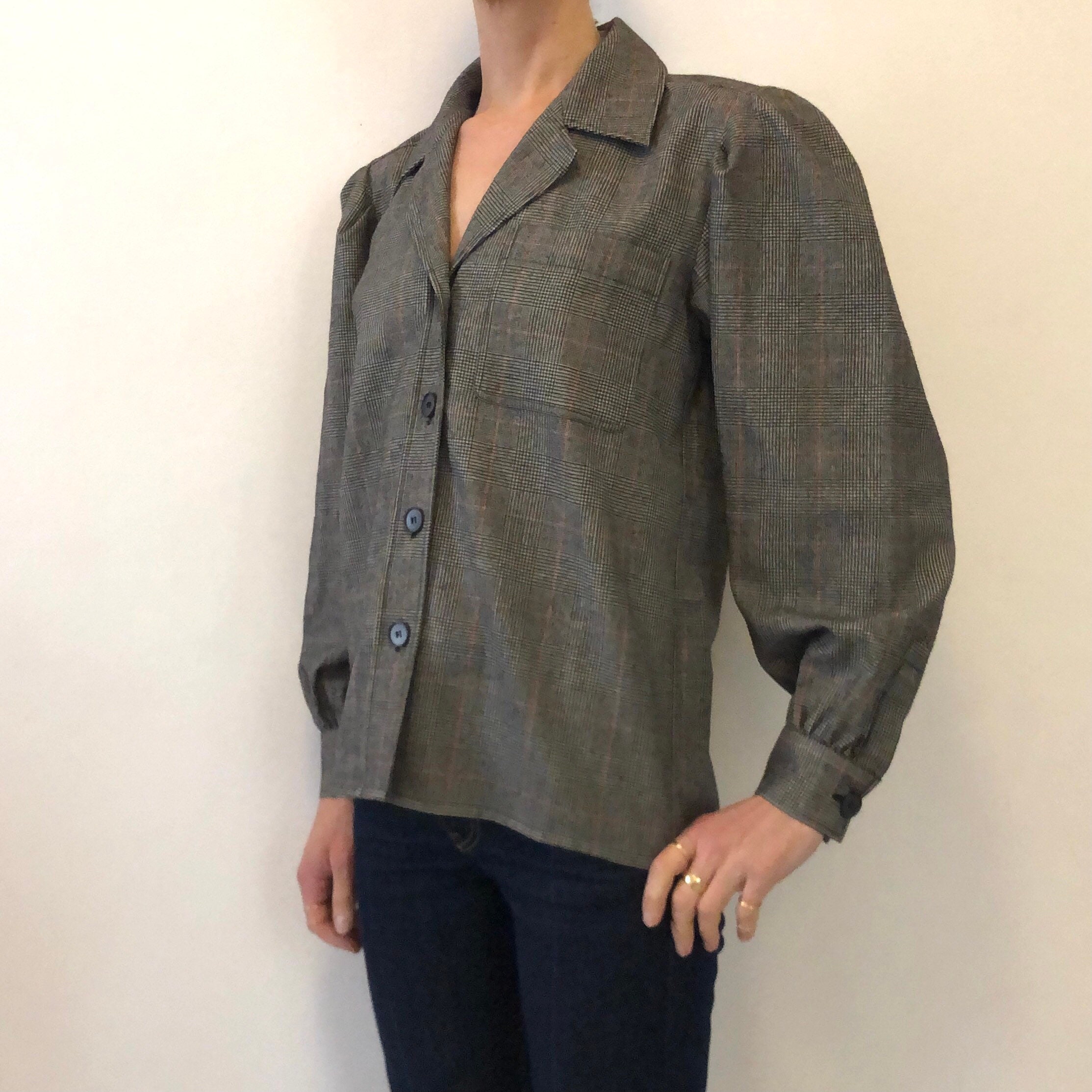美品✨希少【イヴサンローラン】半袖ジャケット 千鳥格子 チェック モノトーン38 楽天市場】古着 YVES SAINT LAURENT イヴサンローラン 90s