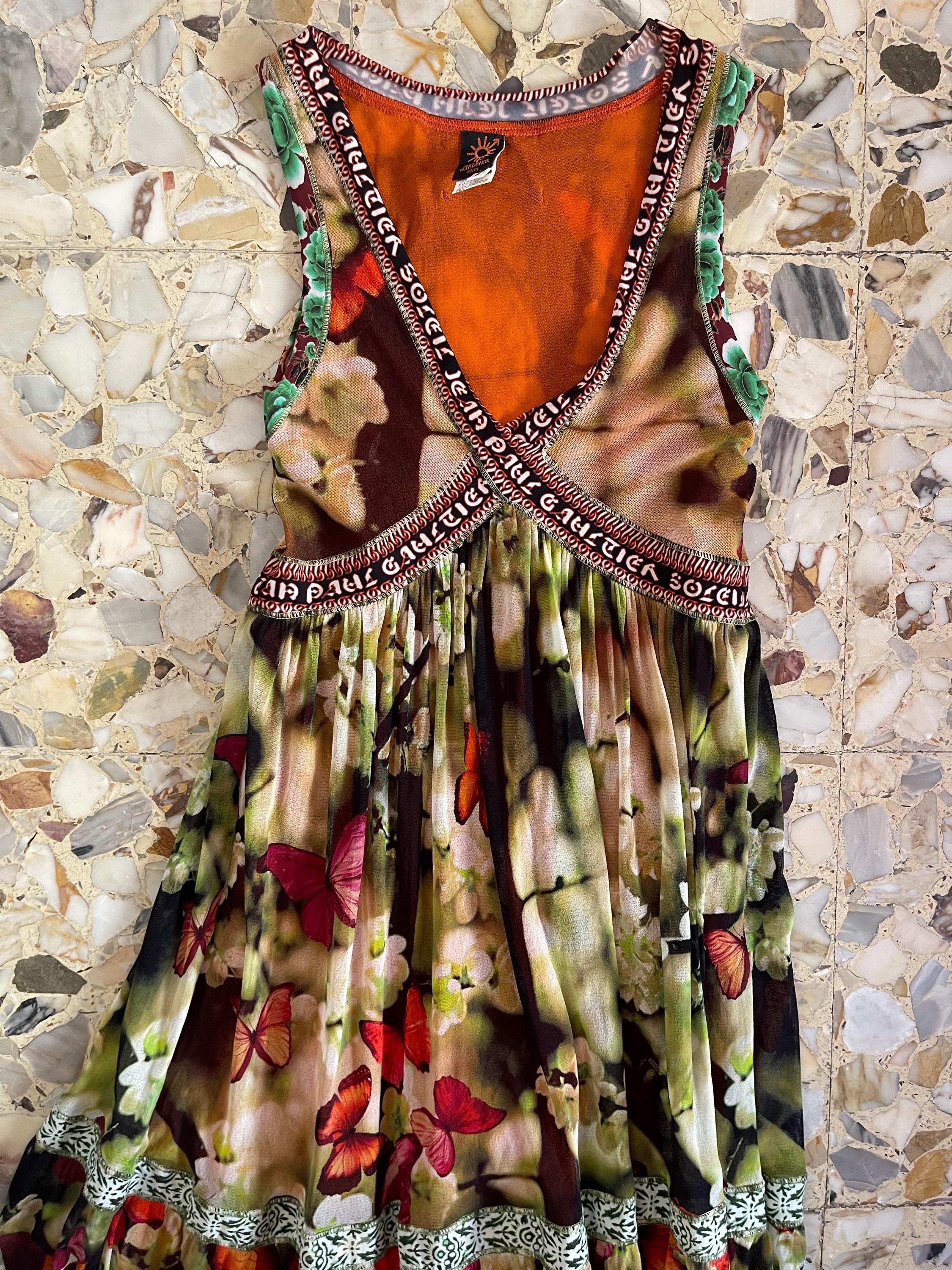 90s Jean Paul Gaultier Butterfly Print Soleil Mesh Feminine