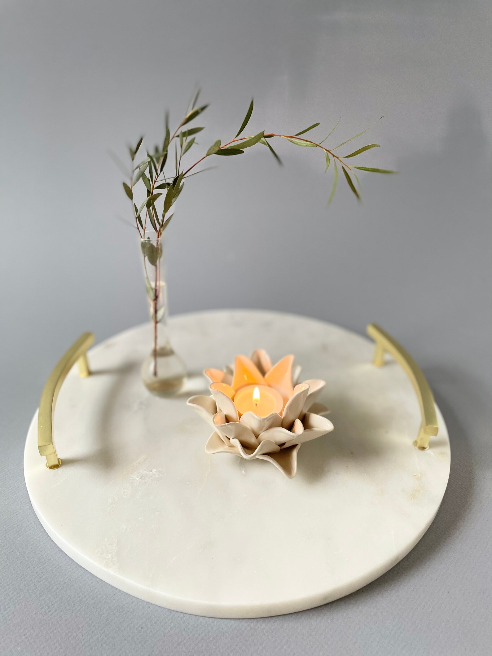 Lotus Flower Candle Holder Creamy White Gift Idea Unique Etsy