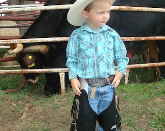 Made to order mutton bustin rodeo chaps.