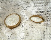 Rare STRATTON Mother of Pearl DOVES Compact Lipstick Set UNUSED 1950s Made In Britain Vintage Vanity Powder Lipstick Case Love Doves