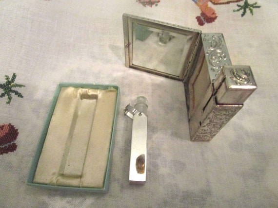 ITALIAN 800 SILVER Vintage Vanity & Perfume in Bo… - image 5