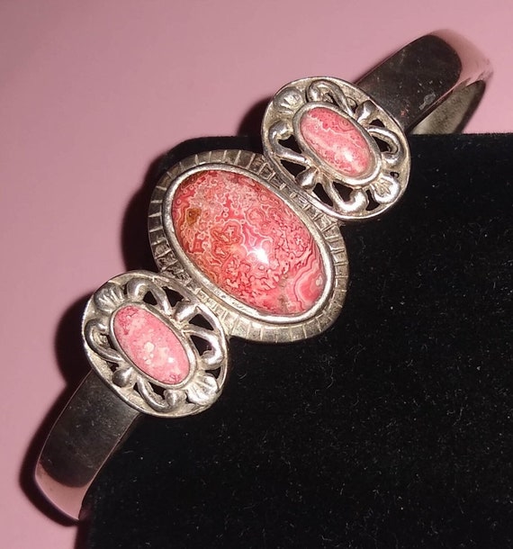 Pretty in PINK and Peach 925 Sterling Vintage Cuff