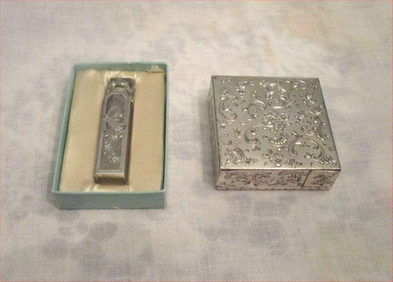 ITALIAN 800 SILVER Vintage Vanity & Perfume in Bo… - image 1