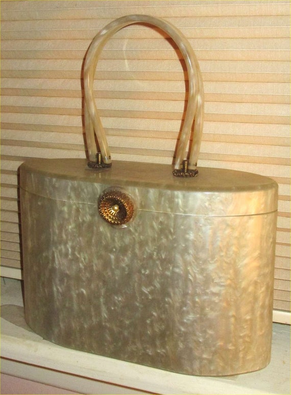Chic CHAMPAGNE WILARDY 1950s Vintage Lucite Purse 