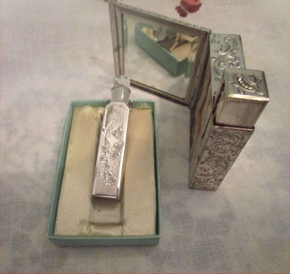 ITALIAN 800 SILVER Vintage Vanity & Perfume in Bo… - image 3