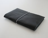A6 Black Leather Notebook - Sketchbook - Journal - Leather Notebook with Elastic band