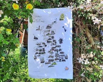 Literary map tea towel - UK and Ireland