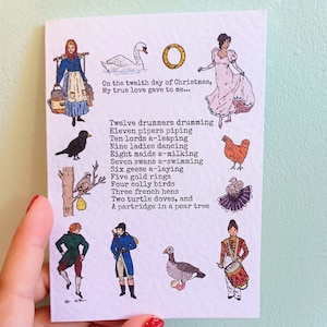 Illustrations et texte Les douze jours de Noël - Carte de Noël, format A6